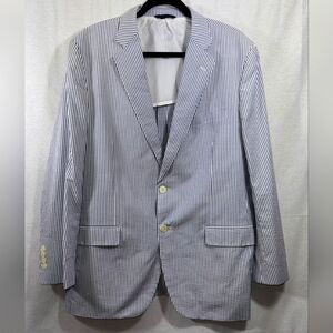 Men's Brooks Brothers  Madison White and Blue Striped  Blazer size 44R/W39